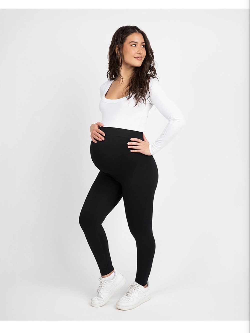 Lasora Pregnancy Black Stretch Maternity Leggings - Comfortable Everyday Support